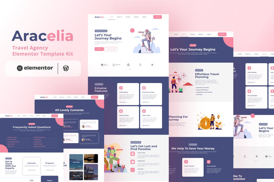 Aracelia – Kit de plantillas Elementor para agencias de viajes